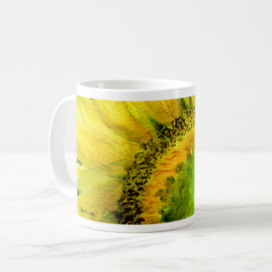 Taza De Café Sunflower 07 Pintura Mug Watercolor Art