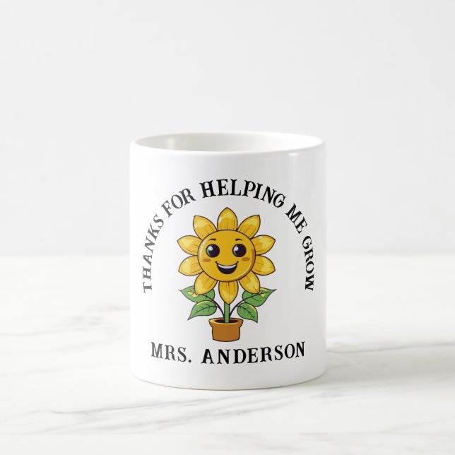 Taza De Café Sunflower gracias por ayudarme a hacer profesor (Centro)