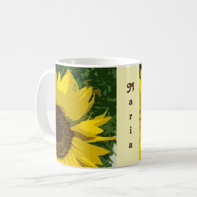 Taza De Café Sunflower Hermosa Flor Artista Amarilla Brillante (Anverso izquierdo)