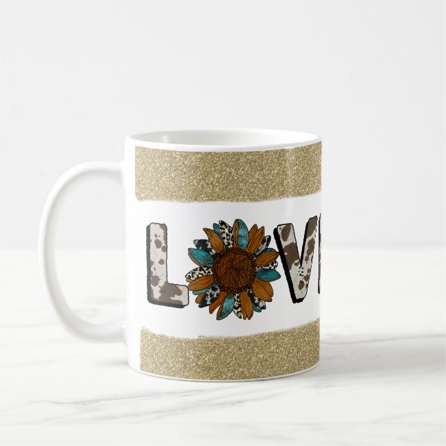 Taza De Café Sunflower Western Love Boho Summer (Izquierda)
