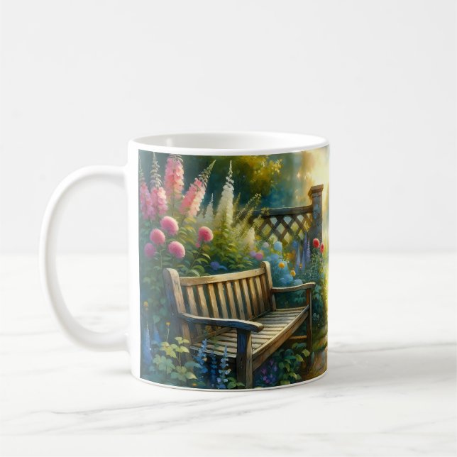 Taza De Café Sunlit Garden Pathway Gate Scene (Izquierda)