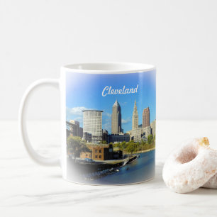 Taza De Café Sunny Cleveland River Skyline