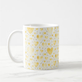 Taza De Café Sunny Golden Watercolor Hearts