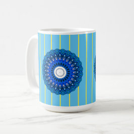Taza De Café Sunny Pinstriped Turquesa y Blue Mandala Mug