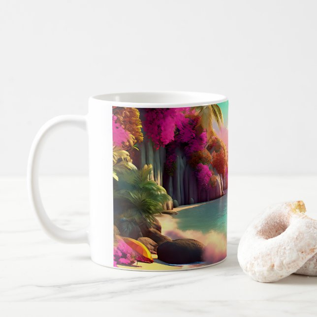 Taza De Café Sunrise Beach Tropical (Con donut)
