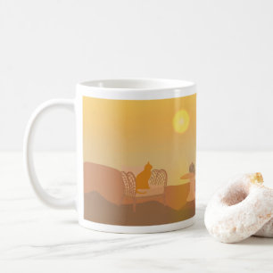 Taza De Café Sunrise Naranja Cat Morning Hovering Dreaming dog