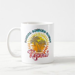Taza De Café Sunrise-Sunburn-Sunset-Repetir   Palm Trees dorado