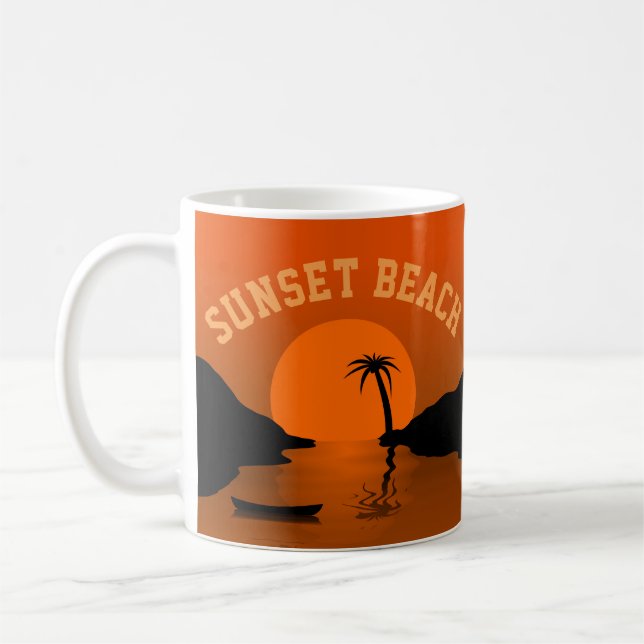 Taza De Café Sunset Beach Tropical Naranja Art (Izquierda)