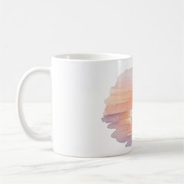 Taza De Café Sunset Beach Waves – Minimalist Hand-Drawn Mug