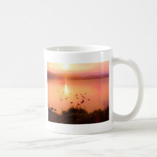 Taza De Café Sunset de lago rosa y melocotón