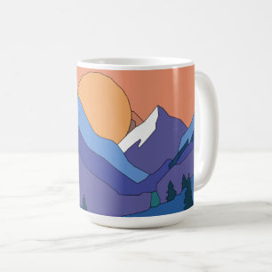 Taza De Café Sunset de montaña geométrica