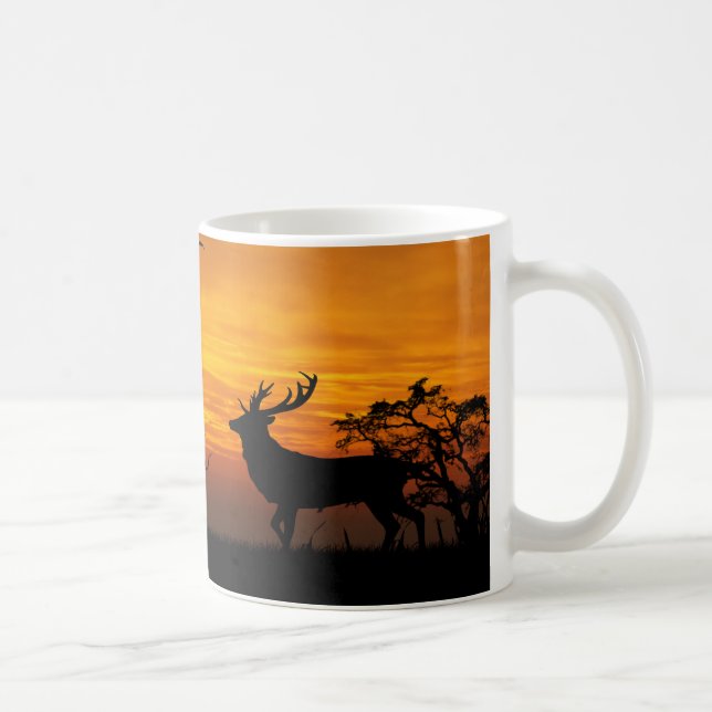 Taza De Café Sunset Deer Silhouette (Derecha)