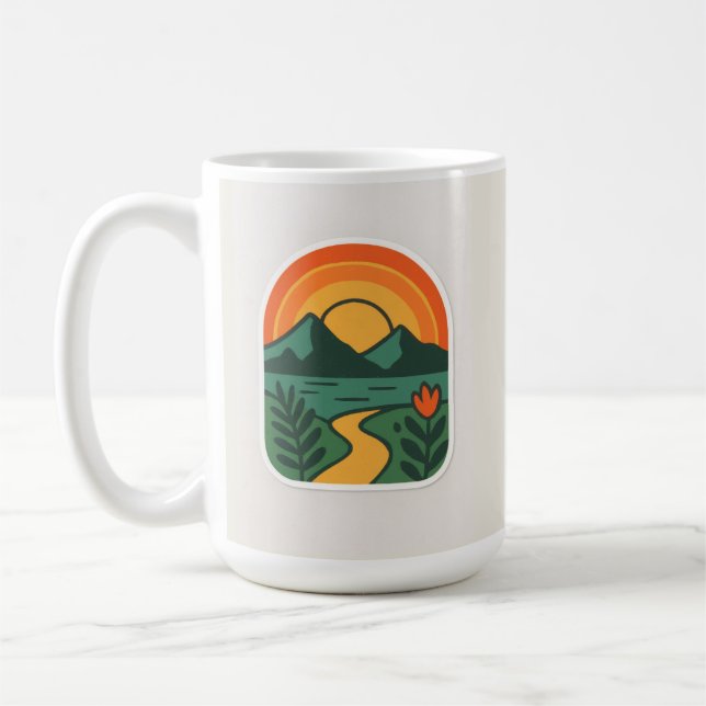 Taza De Café Sunset natural retro - Montaña vintage (Izquierda)