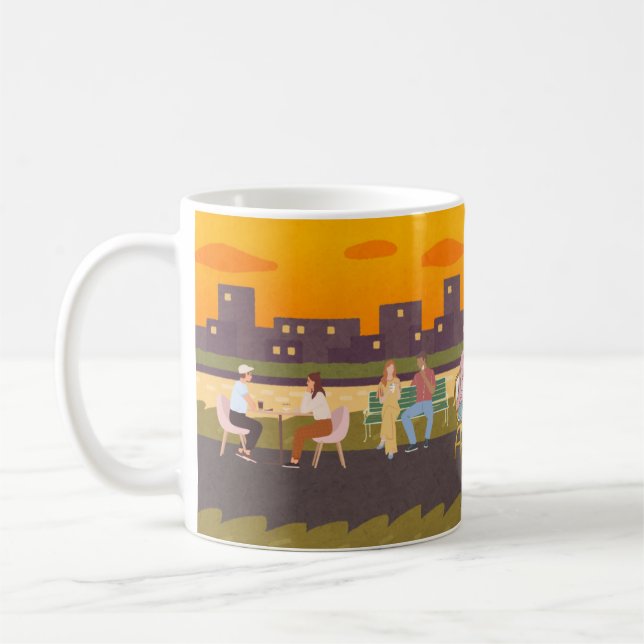 Taza De Café Sunset Sips Café – Urban Chill Mug (Izquierda)