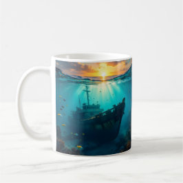 Taza De Café Sunset subacuático y Dolphin Surfer