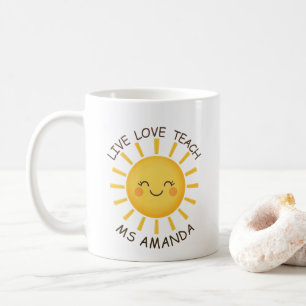 Taza De Café Sunshine Live Love Teach Personalizado para Maestr