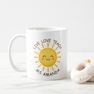 Taza De Café Sunshine Live Love Teach Personalizado para Maestr