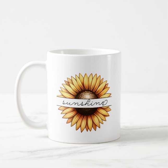 Taza De Café Sunshine Sunflower Personalizado (Izquierda)