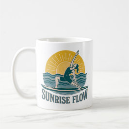 Taza De Café SUP Sunrise Flow Paddleboard Yoga | Gráfico Retro