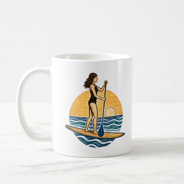 Taza De Café SUP Sunset Paddleboard | Blue Coastal Life Graphic (Izquierda)
