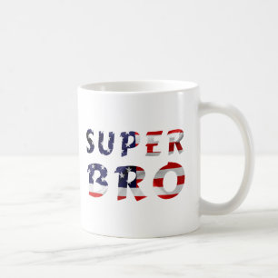 Taza De Café Super Bro y la bandera estadounidense