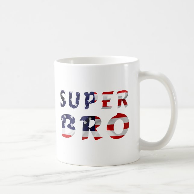 Taza De Café Super Bro y la bandera estadounidense (Derecha)