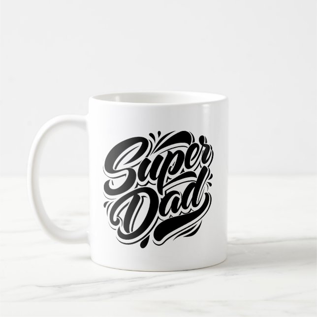 Taza De Café Super Dad Hero Typography Design-67888 (Izquierda)