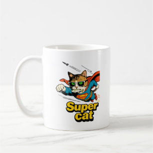 Taza De Café Super Gato Vuela con Pescado