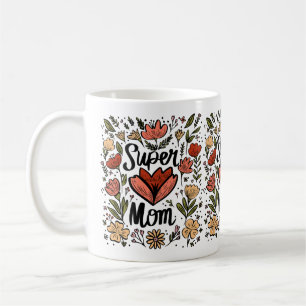Taza De Café Super Mom Floral Mug