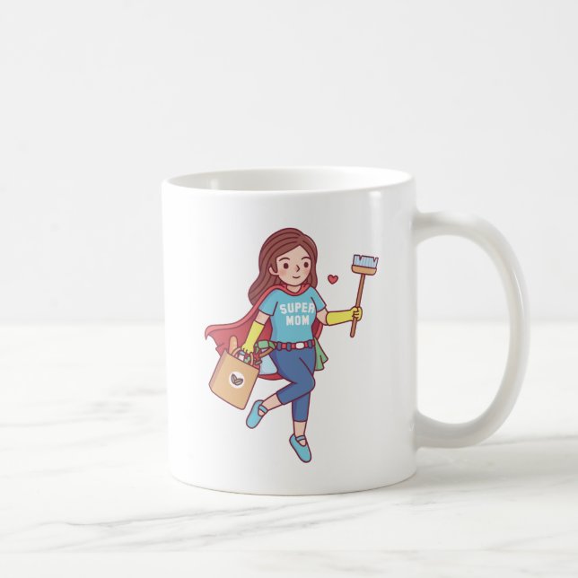 Taza De Café Super Mom, Funny Día de la Madre coffee mug (Derecha)