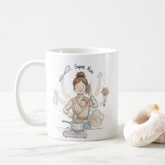 Taza De Café Super Mom Multitasking Illustration Mug | Cute Mug