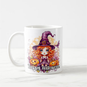 Taza De Café Super Niña Bruja Feliz Halloween