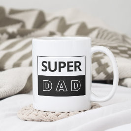 Taza De Café Super Papá | Papá Blanco Y Negro