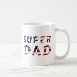 Taza De Café Super Papá y la bandera americana
