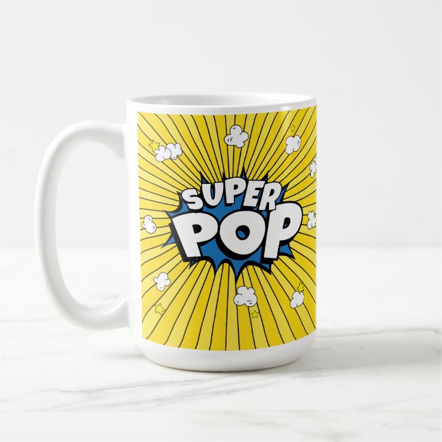 Taza De Café SUPER POP! Comic Book Pop Art Pun (Izquierda)