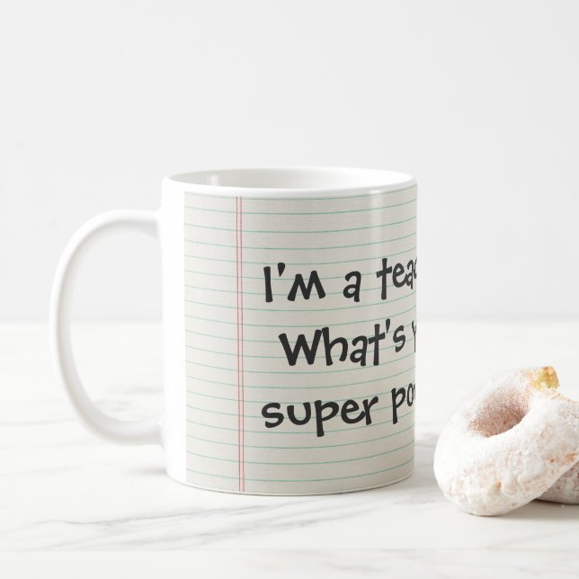 Taza De Café Super Power Teacher Mug (Con donut)
