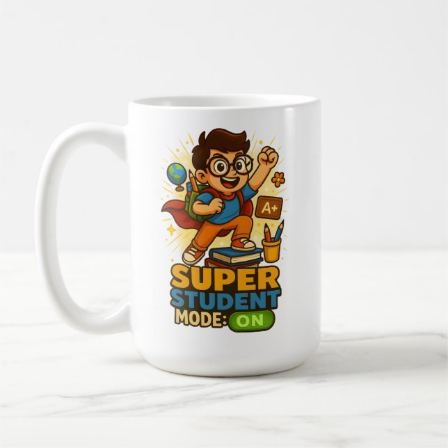 Taza De Café SUPER STUDENT MODE: ON Inspirational (Izquierda)
