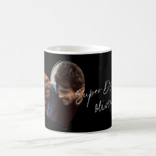 Taza De Café SuperDAD Regalo moderno de foto negro de moda