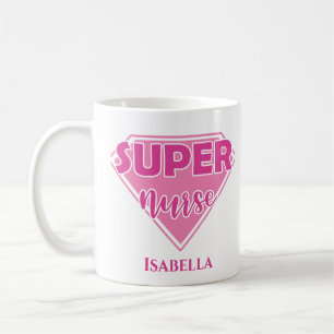 Taza De Café Superenfermera rosa personalizada