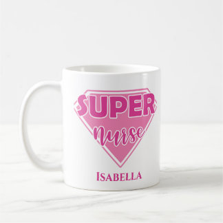 Taza De Café Superenfermera rosa personalizada