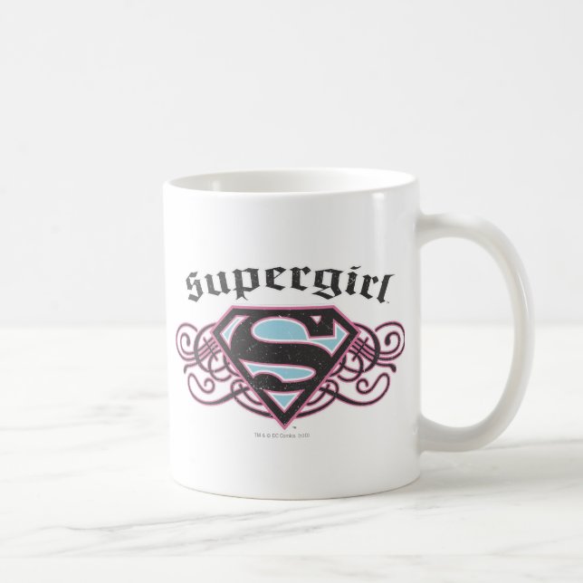 Taza De Café Supergirl Pin Strips Black and Pink (Derecha)