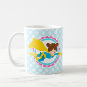 Taza De Café Superhéroe Chica - Héroe Volador Cute En Cabo
