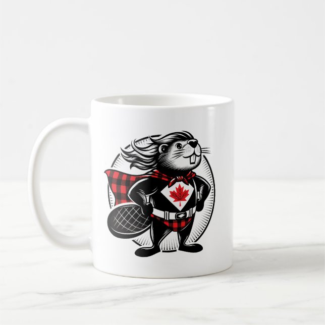 Taza De Café Superhéroe del castor canadiense (Izquierda)