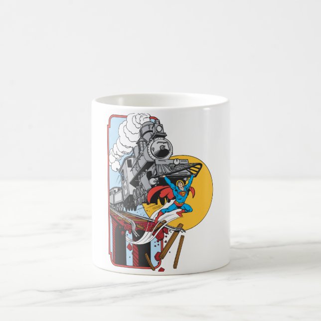Taza De Café Superman Lifts Train (Centro)