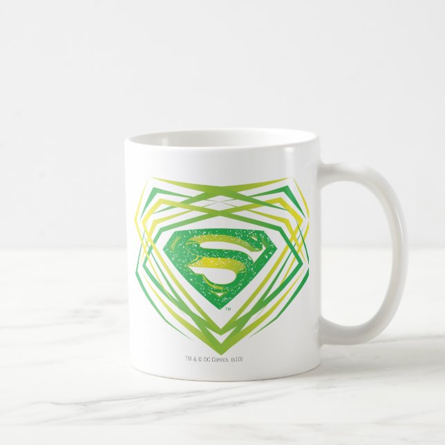 Taza De Café Superman Stylized | Logo Decorativo Verde (Derecha)