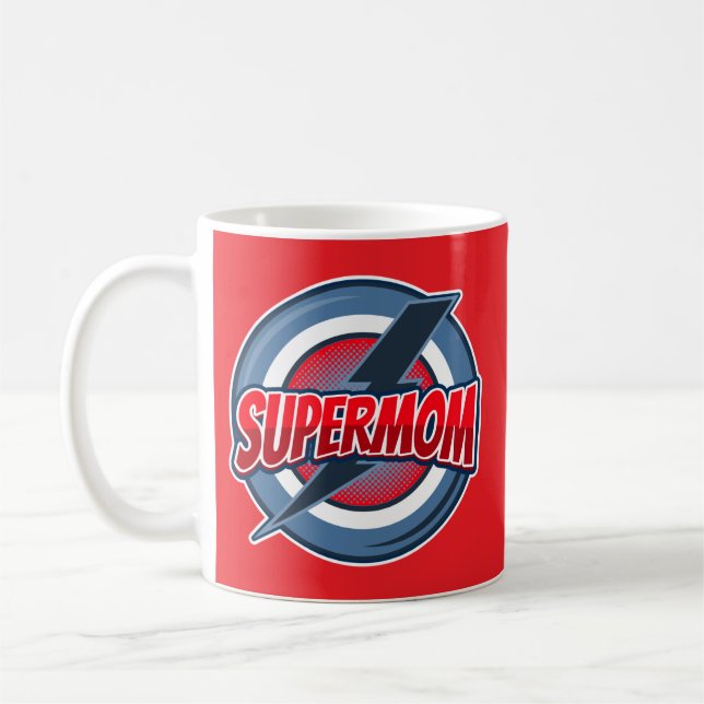 Taza De Café Supermom retro logo style  (Izquierda)