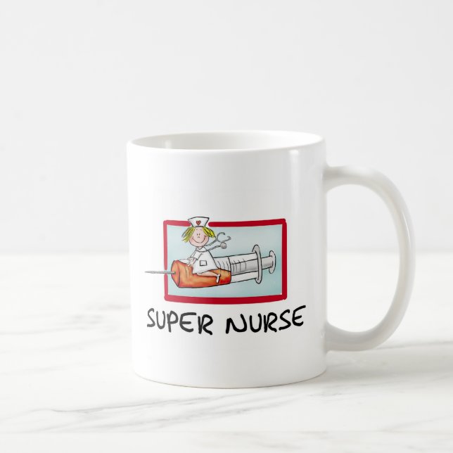 Taza De Café supernurse - enfermera chistosa del dibujo animado (Derecha)