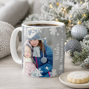 Taza De Café Superposición de fotos de copo de nieve de recuerd
