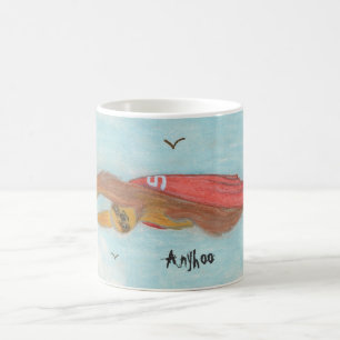 Taza De Café Supersloth volando con la leyenda 'Anyhoo'