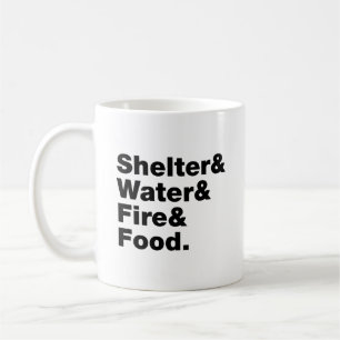 Taza De Café Supervivencia (Refugio, agua, fuego y comida).